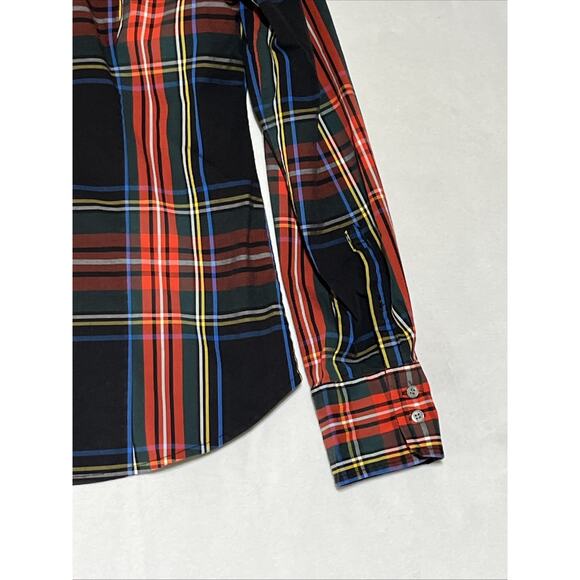 J Crew Slim Stretch Perfect Shirt in Black Stewart Tartan Womens 12 Holiday - Picture 4 of 13